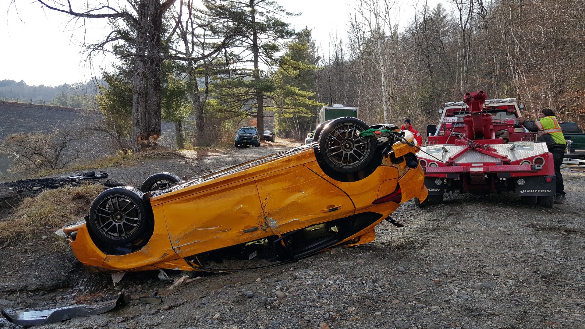 Orange car wreck